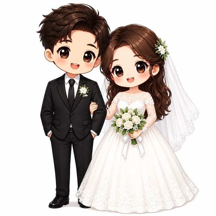 Cute Chibi Wedding Couple