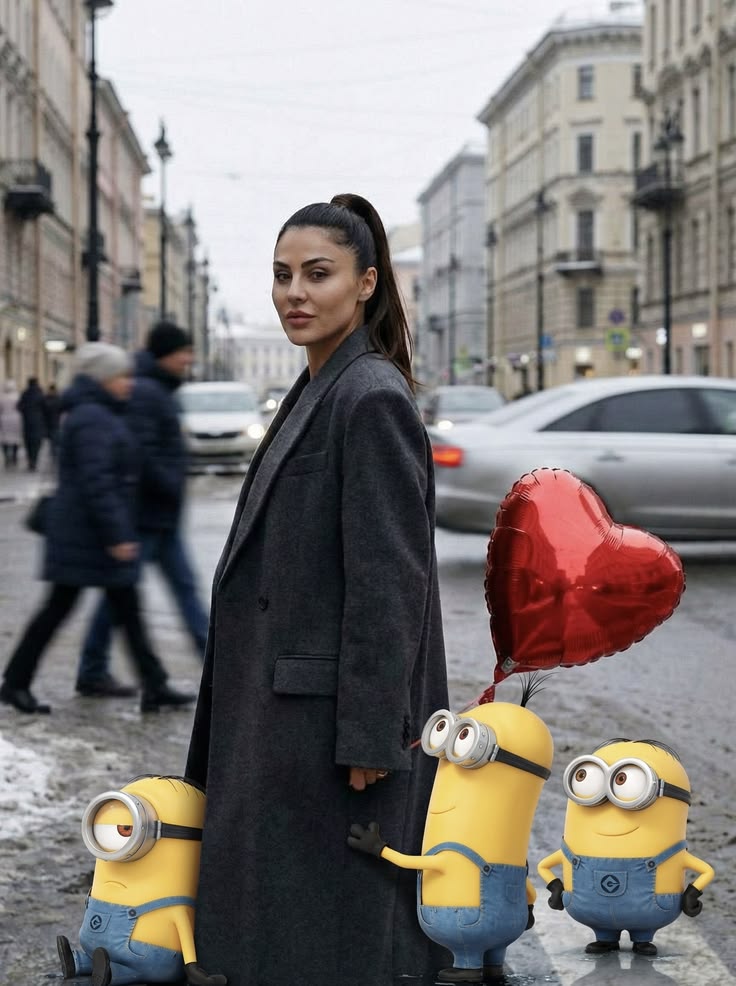 Winter Street with Yellow Helpers