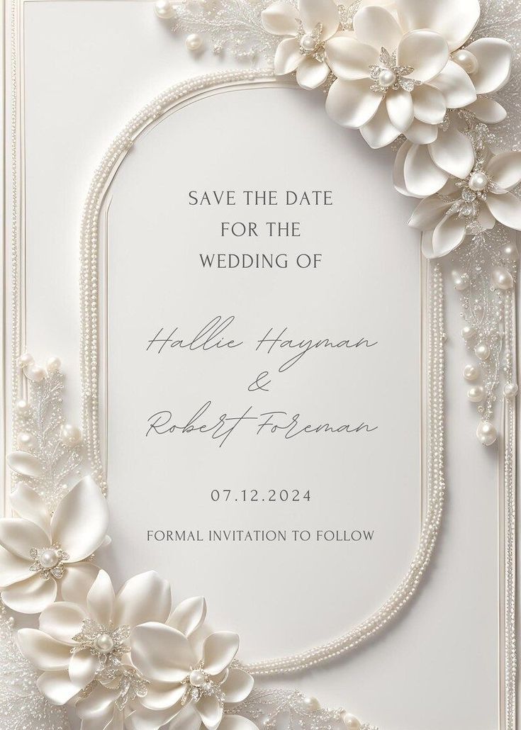 Ivory Pearl-Flower Save the Date
