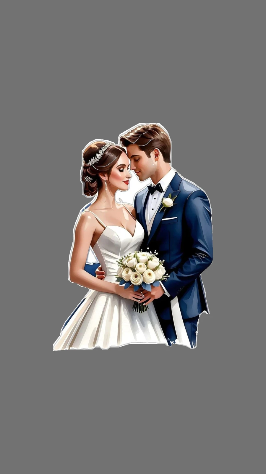 Sticker Cutout Forehead Touch Wedding Portrait