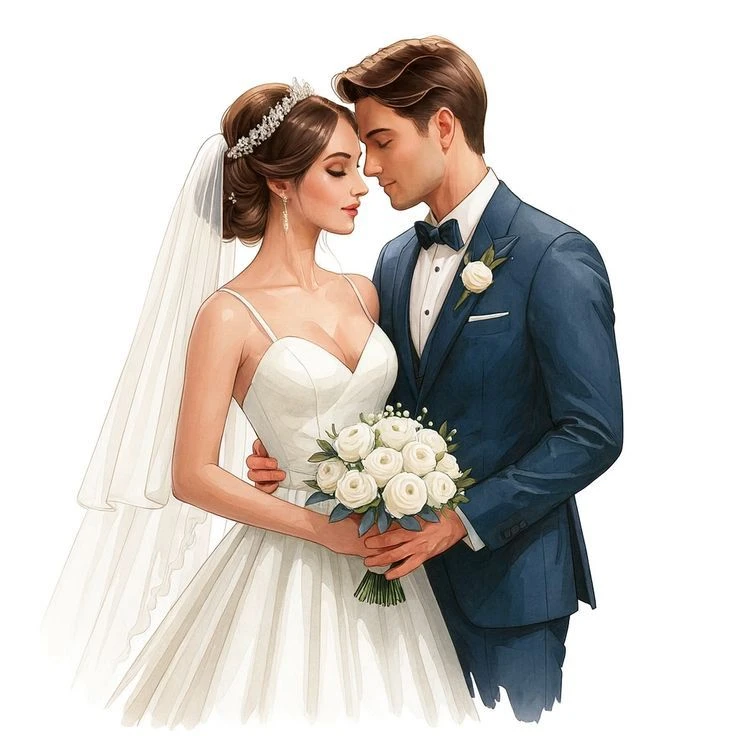 Classic Digital Wedding Illustration