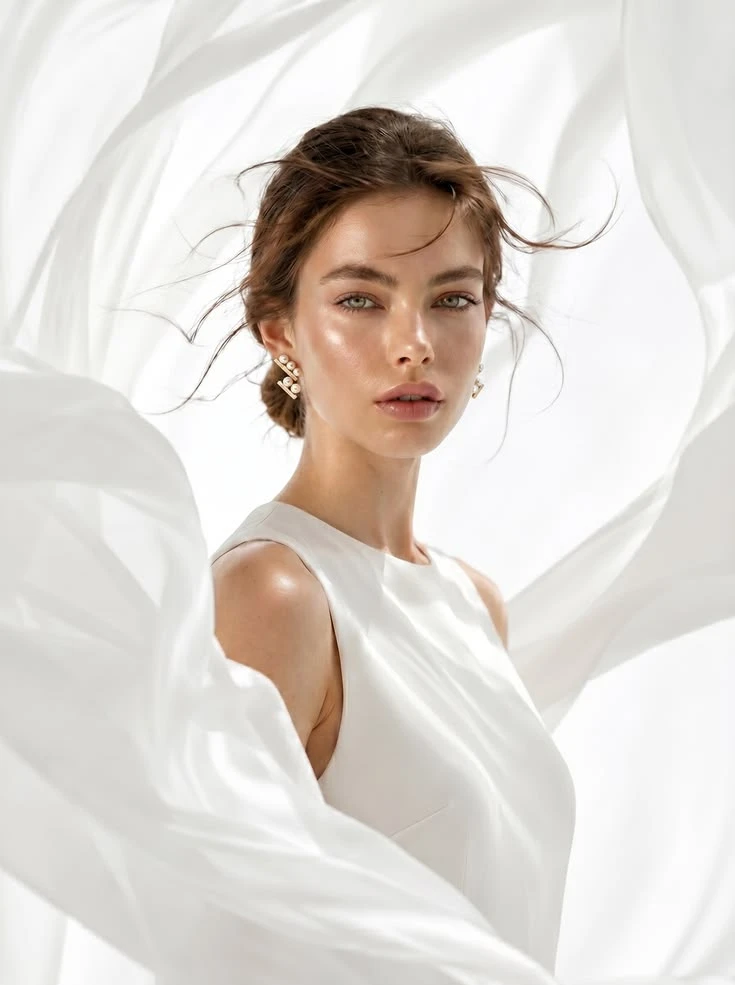 Ethereal White Silk Portrait