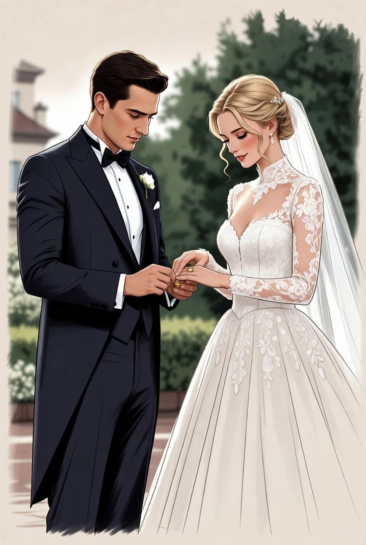 Wedding Ring Exchange Illustration