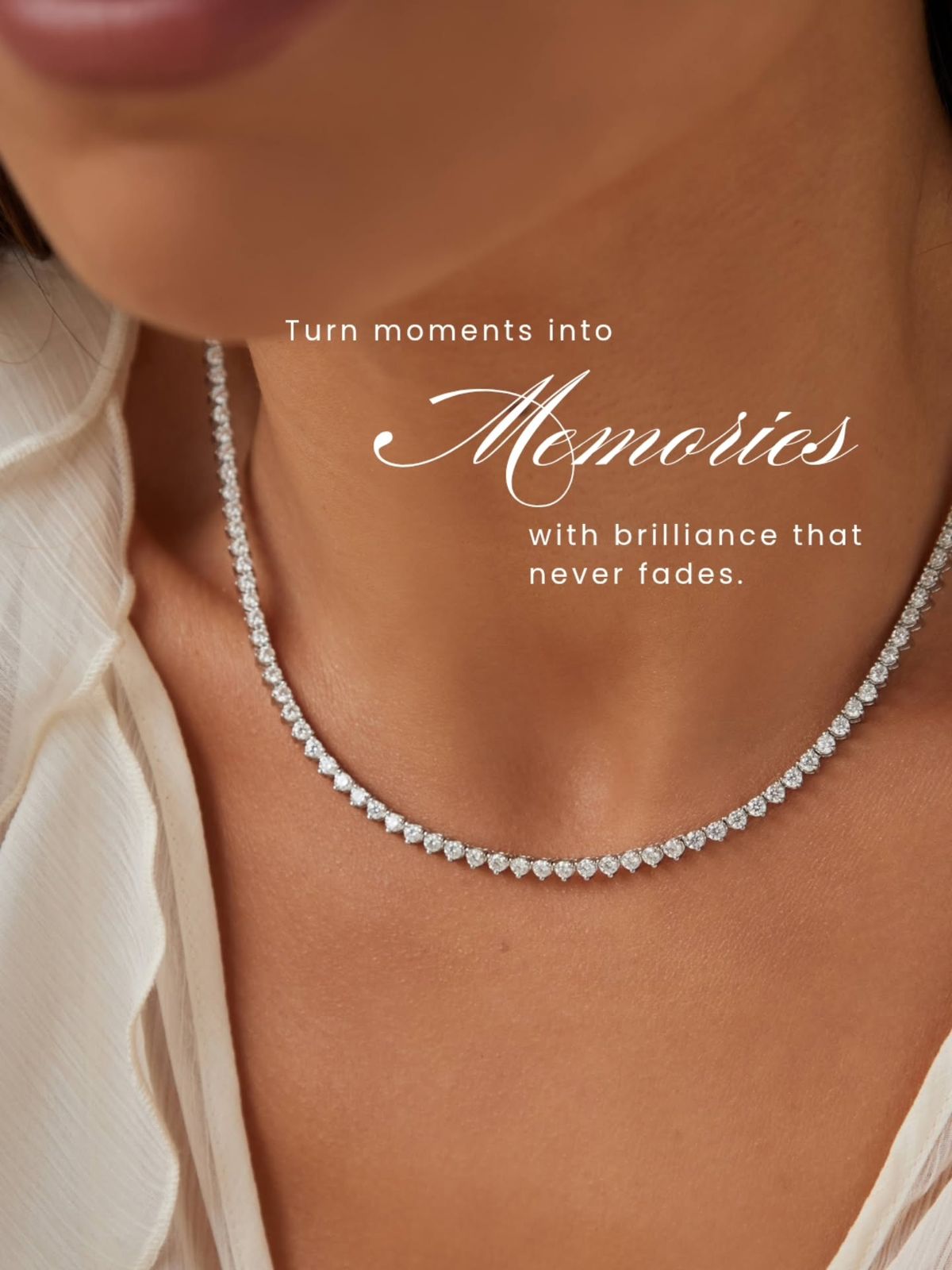 Tennis Necklace Neck Close-Up