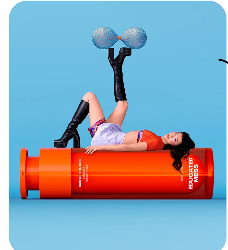 Surreal Oversized Product with Fashion Model