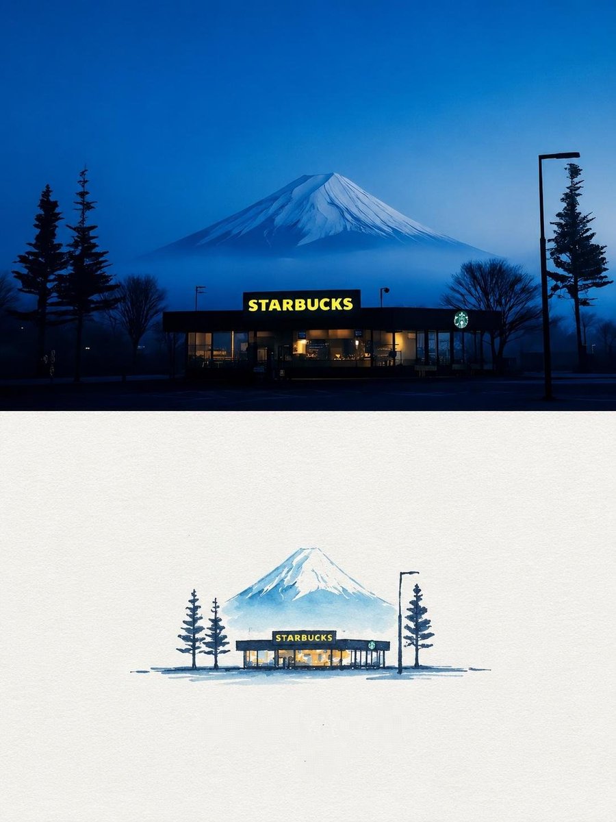Japanese Watercolor Scene