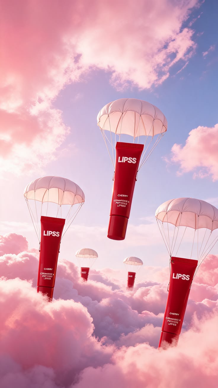 Product Parachute Drop Through Pastel Sky