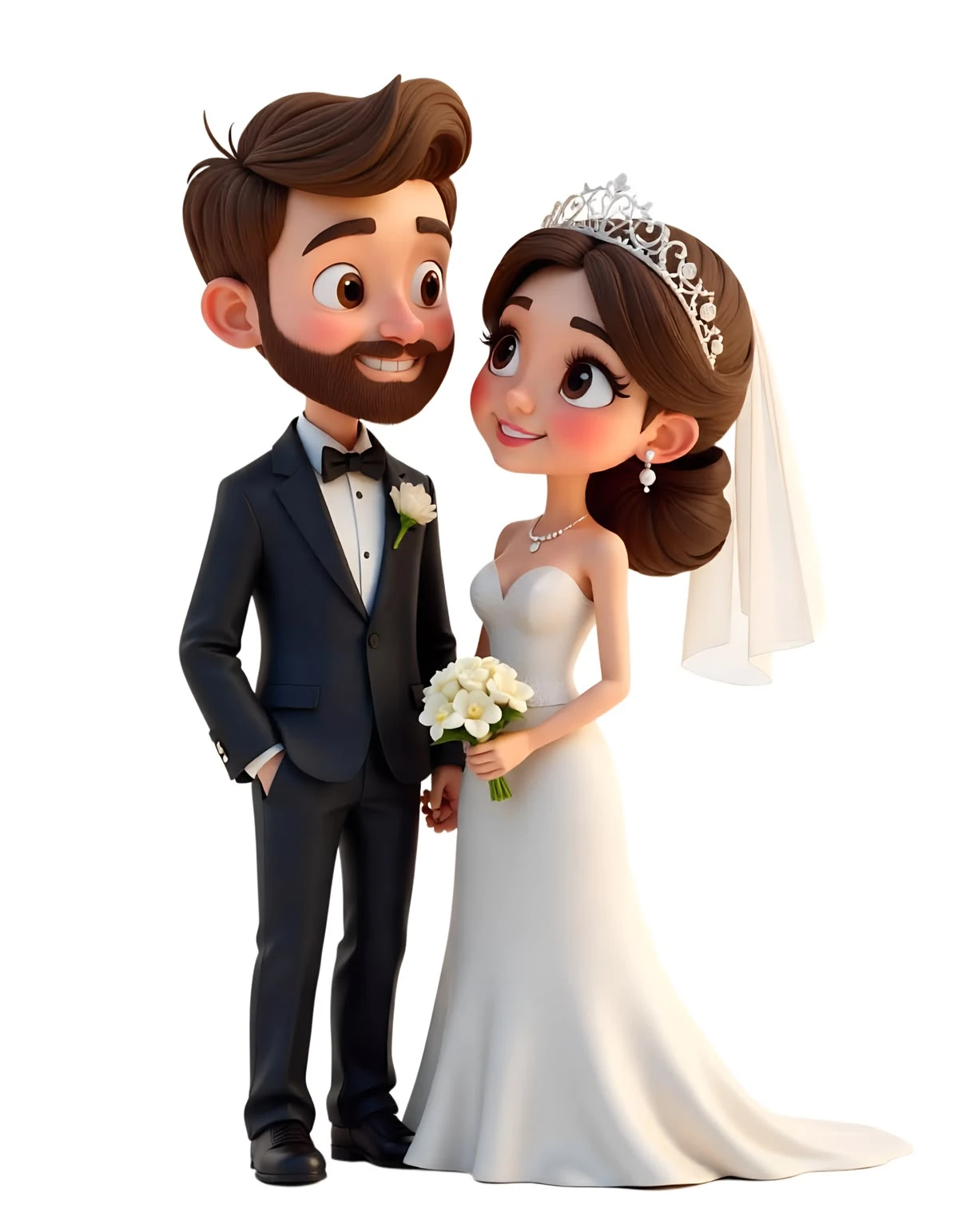 3D Full-Length Wedding Couple Figure