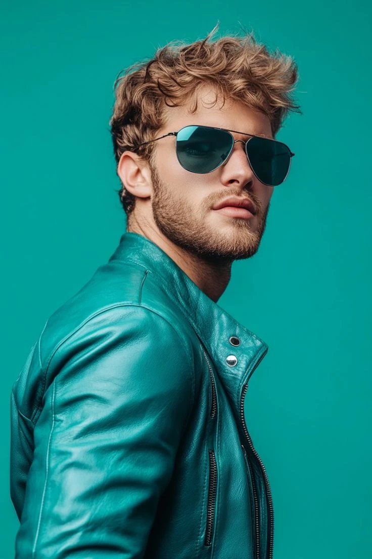 Teal Leather Studio Portrait