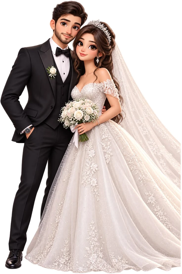 Glossy 3D Full-Length Wedding Portrait