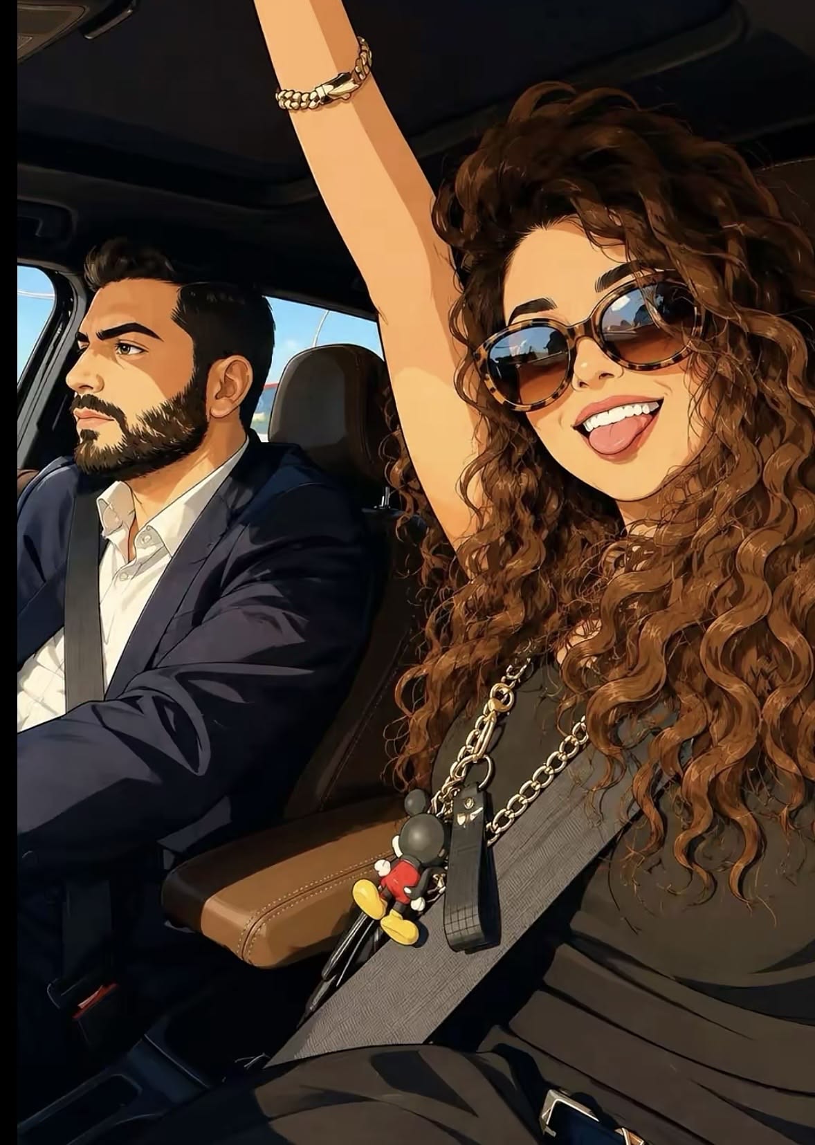 رسمة رحلة سيارة مبهجة