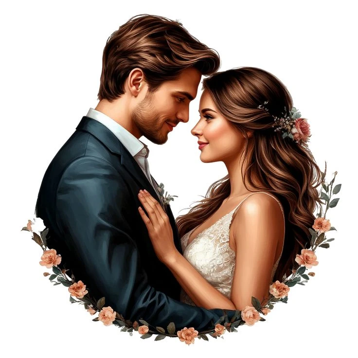 Floral Wreath Wedding Portrait